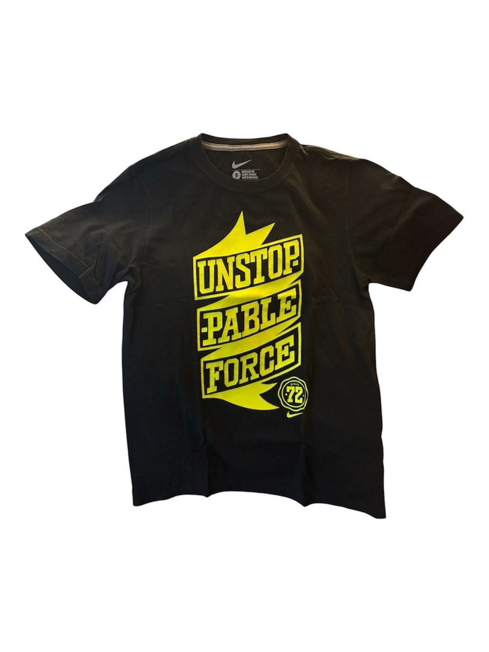 Nike Unstoppable Force Since 72 Small Regular Fit Black T Shirt